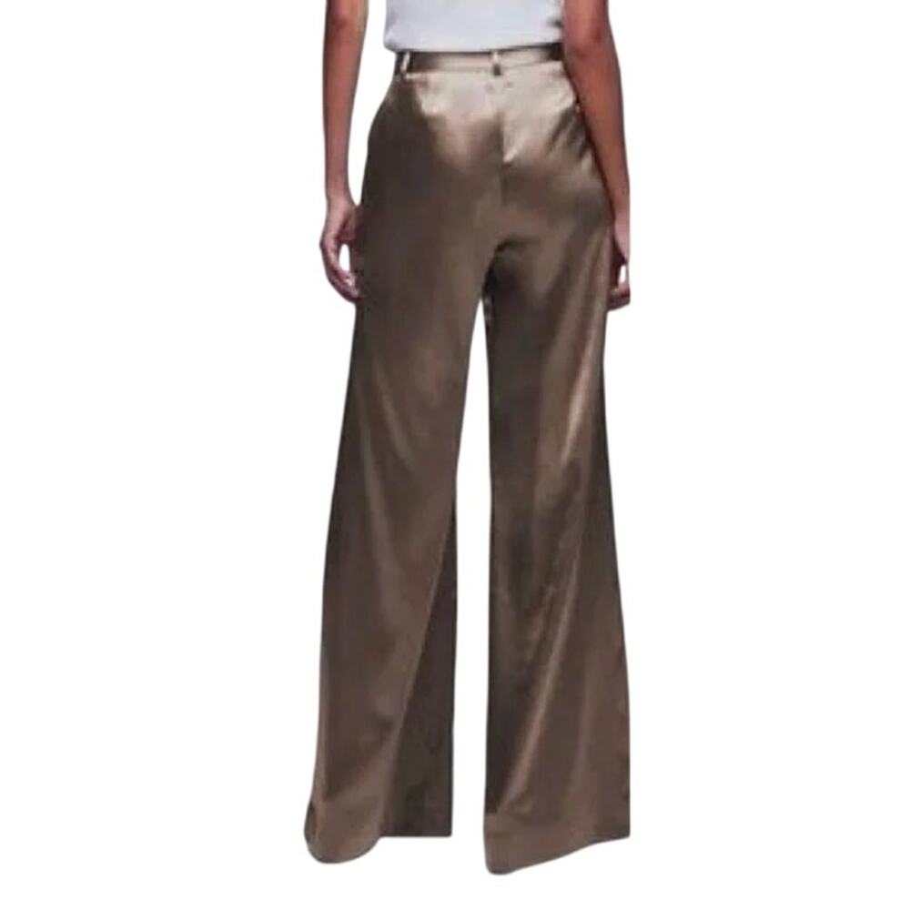 L’Agence Women’s Gavin Wide Leg Satin Pants Stretch In Sparrow Size 2 NWT - Picture 3 of 13